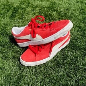 Red Puma suede sneakers.  Excellent used condition.  Worn only a few times.